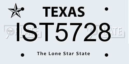 IST5728 Texas License Plate