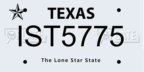 IST5775 Texas License Plate