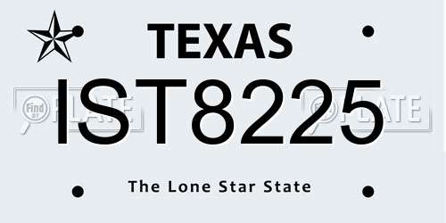 IST8225 Texas License Plate