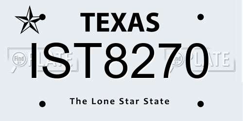 IST8270 Texas License Plate