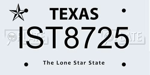 IST8725 Texas License Plate