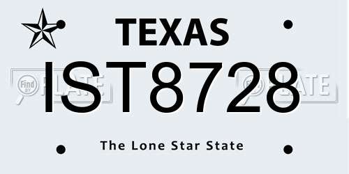 IST8728 Texas License Plate