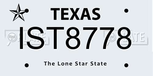 IST8778 Texas License Plate