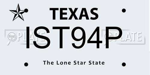 IST94P Texas License Plate