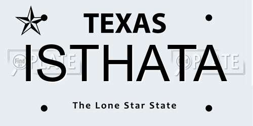 ISTHATA Texas License Plate