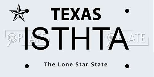 ISTHTA Texas License Plate