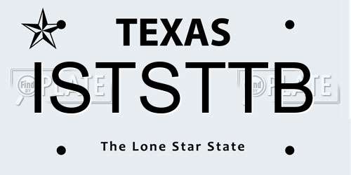 ISTSTTB Texas License Plate