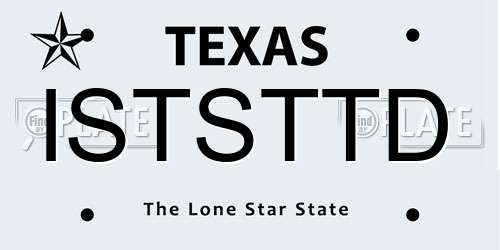 ISTSTTD Texas License Plate