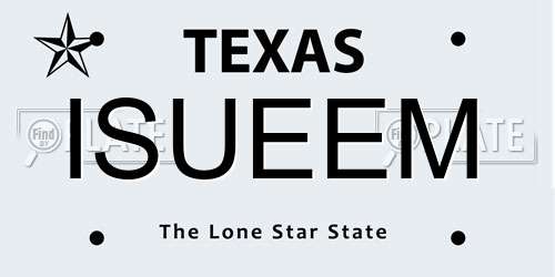 ISUEEM Texas License Plate
