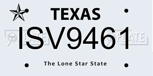 ISV9461 Texas License Plate