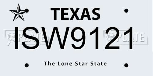 ISW9121 Texas License Plate