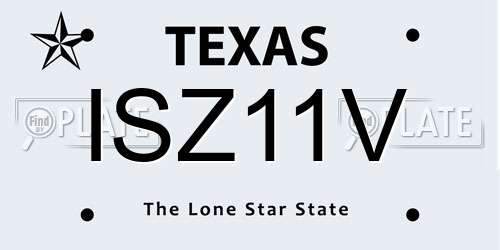 ISZ11V Texas License Plate