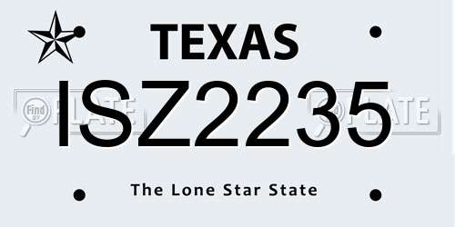 ISZ2235 Texas License Plate