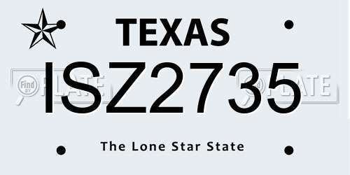 ISZ2735 Texas License Plate