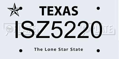 ISZ5220 Texas License Plate