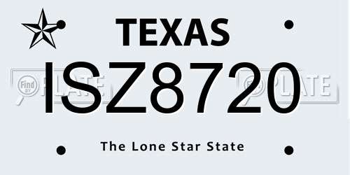 ISZ8720 Texas License Plate