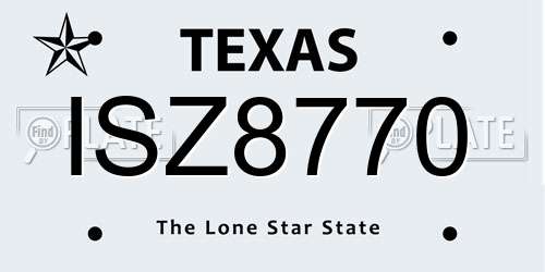 ISZ8770 Texas License Plate