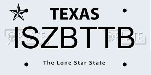 ISZBTTB Texas License Plate