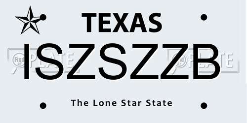 ISZSZZB Texas License Plate
