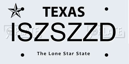 ISZSZZD Texas License Plate