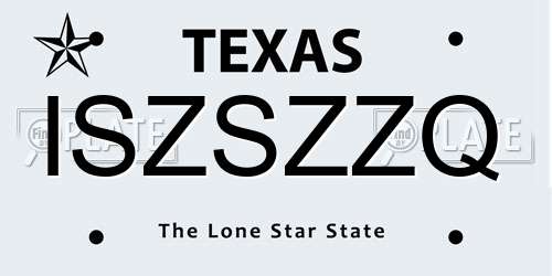 ISZSZZQ Texas License Plate