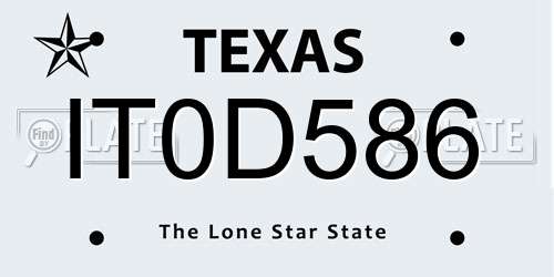 IT0D586 Texas License Plate