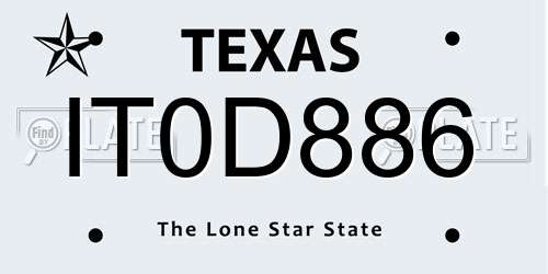 IT0D886 Texas License Plate