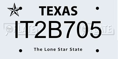 IT2B705 Texas License Plate