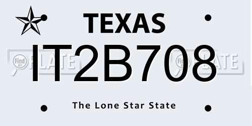 IT2B708 Texas License Plate