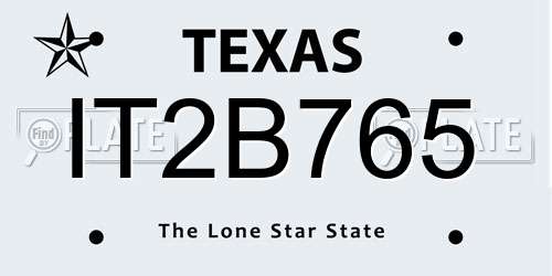 IT2B765 Texas License Plate