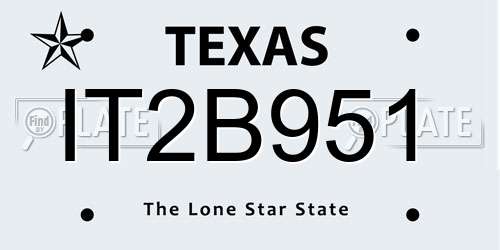 IT2B951 Texas License Plate