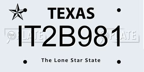 IT2B981 Texas License Plate