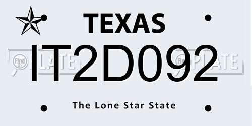 IT2D092 Texas License Plate