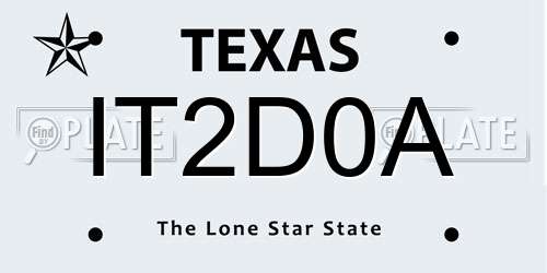 IT2D0A Texas License Plate
