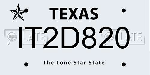 IT2D820 Texas License Plate