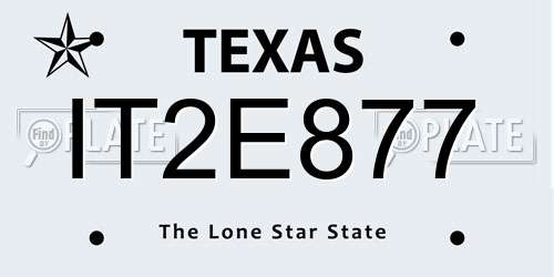IT2E877 Texas License Plate