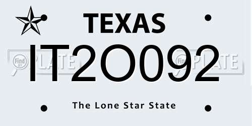 IT2O092 Texas License Plate