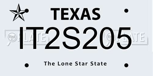 IT2S205 Texas License Plate