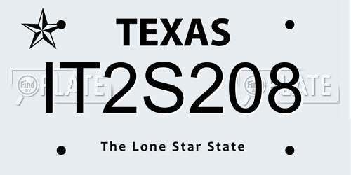IT2S208 Texas License Plate