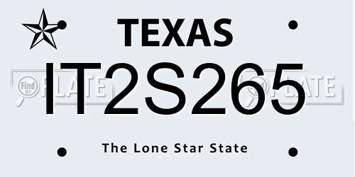 IT2S265 Texas License Plate