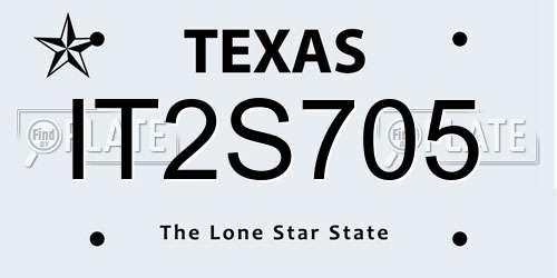 IT2S705 Texas License Plate