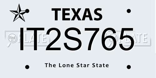 IT2S765 Texas License Plate