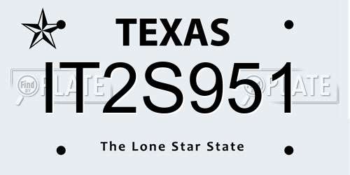 IT2S951 Texas License Plate
