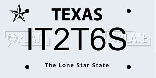 IT2T6S Texas License Plate