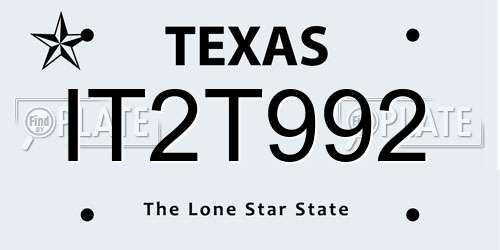 IT2T992 Texas License Plate