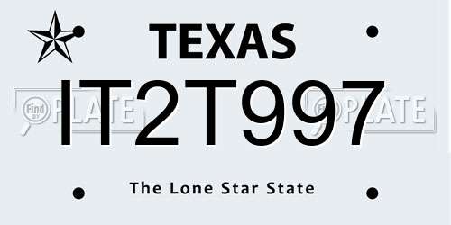 IT2T997 Texas License Plate