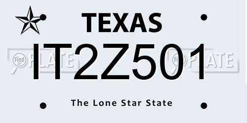 IT2Z501 Texas License Plate