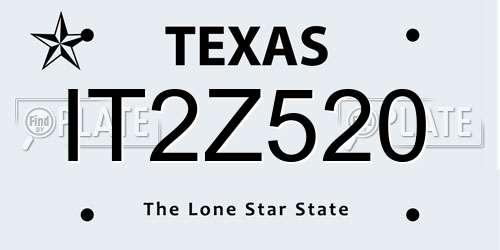 IT2Z520 Texas License Plate