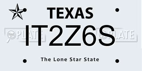 IT2Z6S Texas License Plate