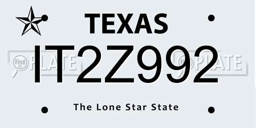 IT2Z992 Texas License Plate